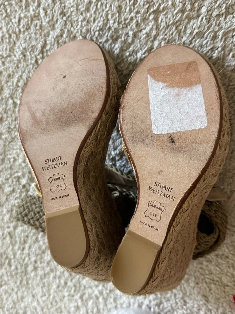 Stuart Weitzman Alex Crochet Espadrille Wedge Sandals Swamp Camel Size 8